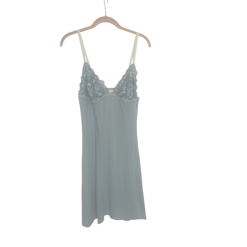 Y2K Lace Slip Dress Babydoll Nightie Cotton Pointelle Large DKNY Fairy Coquette